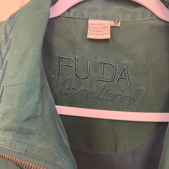 Fuda International Vintage Silk Bomber Jacket Green size M - Picture 6 of 11